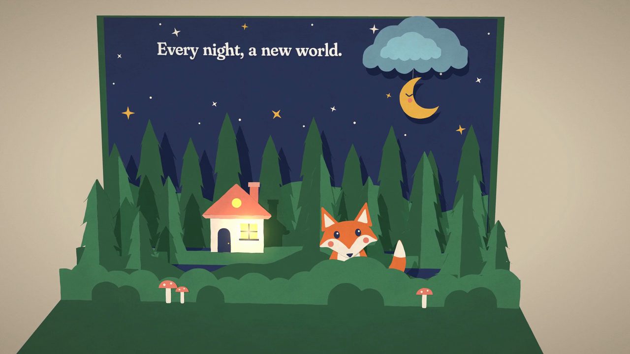 A papercraft pop-up book with layered paper scenery